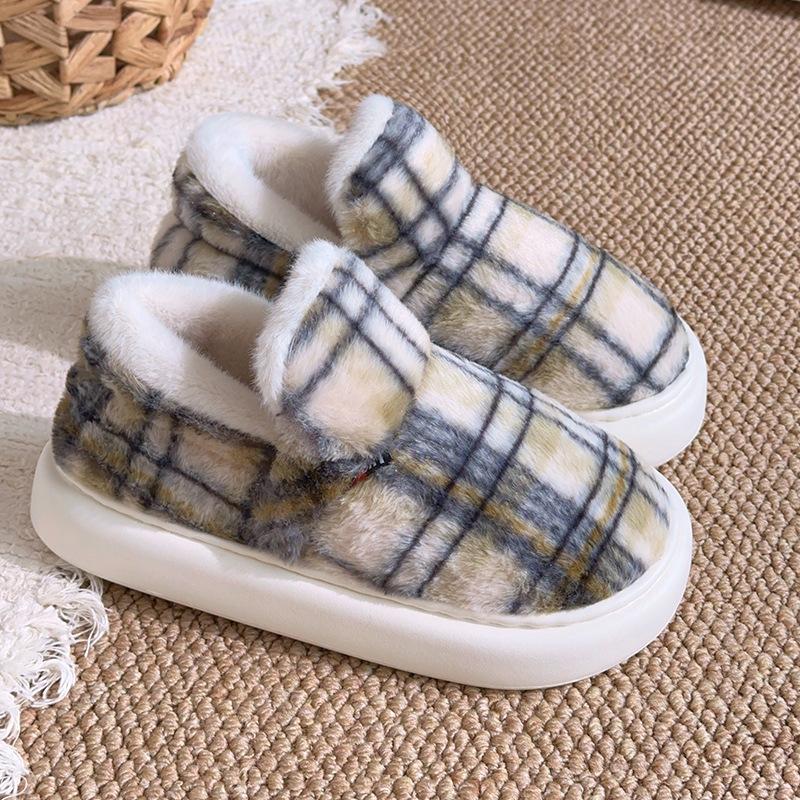 

Bag heel retro cotton shoes EVA high-top cotton shoes couple full size winter non-slip imitation rabbit hair cotton slippers Size 44-45 (size too small) темно-синий