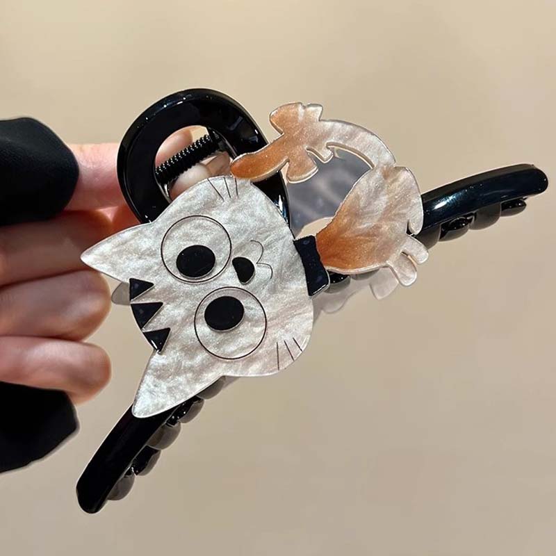 New Cute Acrylic Cats Hair Claw for Women Girls Sweet  Cartoon Large Shark Clip Hair Claw Hair Styling Accessoires