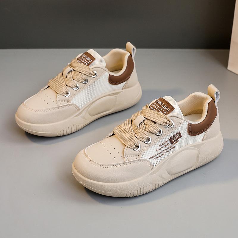 Xq5808 Hvite sko Dames Mesh Pumps Damesneaker Damesko Utstanset Pustende Meshsko Tykk Såle Høydeøkende
