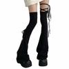 Calentadores de piernas Hottie de algodón Multicolor Estilo de tubo alto Calentadores de piernas Steampunk Cierre de cordones Cosplay Calentadores de piernas de tubo alto Chica JK