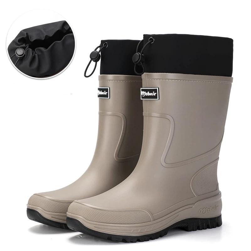 Vidurio blauzdos lietaus batai Vandeniui atsparūs PVC Guminiai Wellies Kvėpuojantis Tinklelio pamušalas Neslystantis padas Lauko Žvejybos Sodininkystės Darbo Lietaus batai