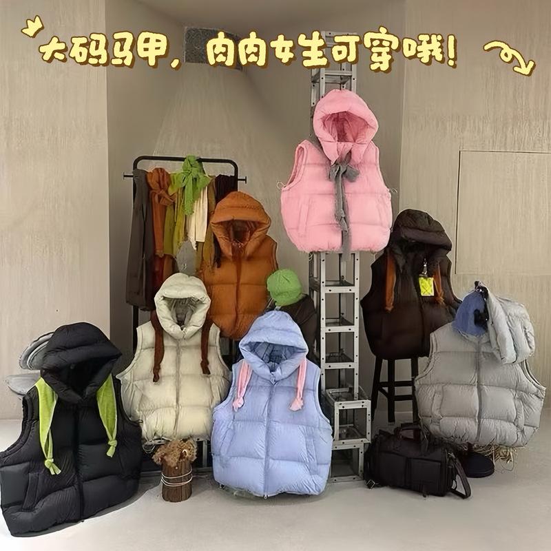 European lazy wind loose large size small man sleeveless vest stand neck cotton jacket vest jacket female foreign style design sense