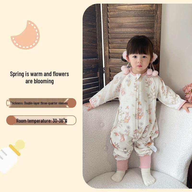 Bamboo Fiber Infant Sleeping Bag - Summer Anti-Kick Gauze Pajamas for Babies