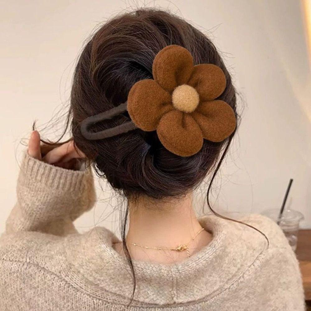 Large Flower Hair Claw Plush Flower Hairpin New Hair Clips  Autumn Winter