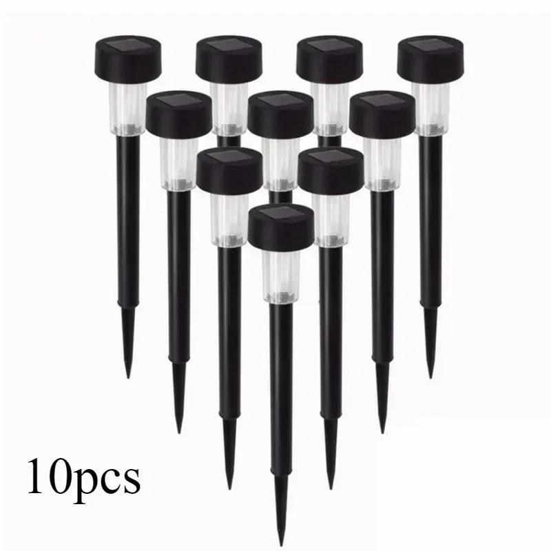 10 stk Ny Høy Kvalitet Hvit LED Plenlys Lampe Solcelledrevet Utendørs for Gårdsplass Gangvei Hage Landskapslys Belysning