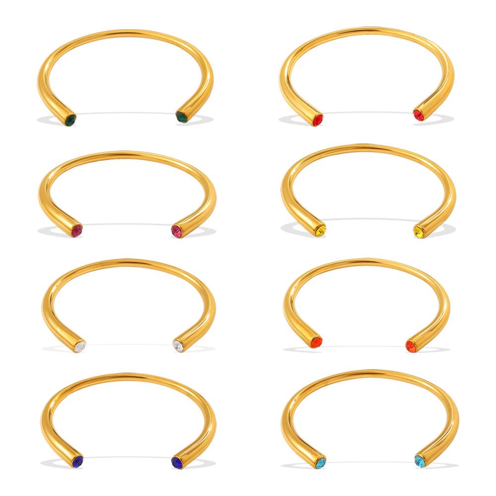 Multi-colored gemstone open bracelet light luxury minimalist color diamond temperament women's bracelet