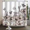 Floral Shower Curtain for Bathroom Vintage Flower Butterfly Waterproof Fabric Boho Bathtub Bathroom Curtain With Hooks 180x240