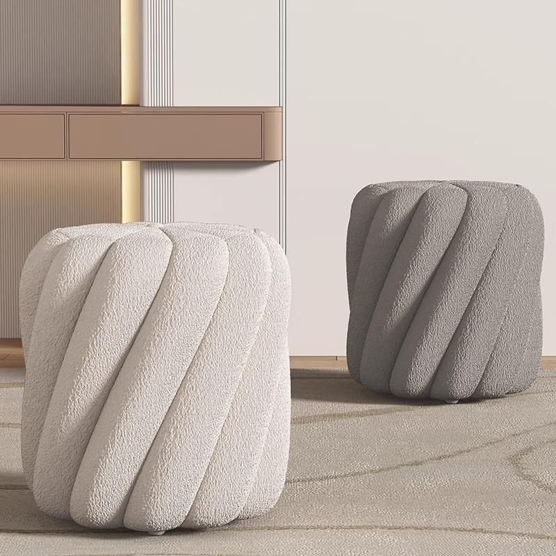 Design Simple Accordion Chair Household Sofa Foot Pedal Living Room Small Round Replacement Shoe Stools Light Luxury Furniture
