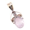 Natural Rose Quartz 925 Solid Sterling Silver Jewelry TwoTone Pendant 1.50" e7G88
