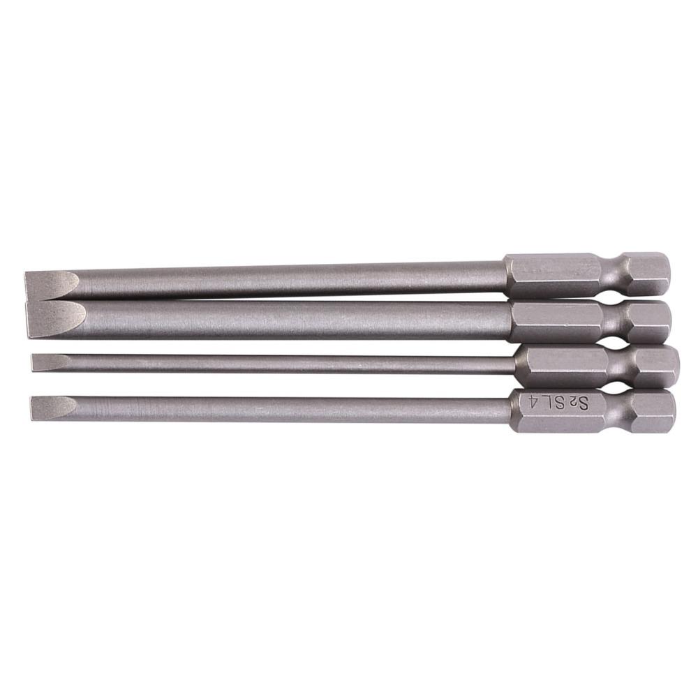 4 Pcs 100mm / 4 Inch Length Flat Head Screwdriver Bits Power Tool Drill Bits  Power Tool Accessories