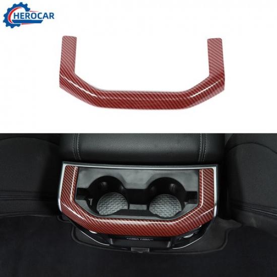 

Red Carbon Rear Cup Holder Panel Trim Decor Ring Molding Strip for Dodge Ram 18+