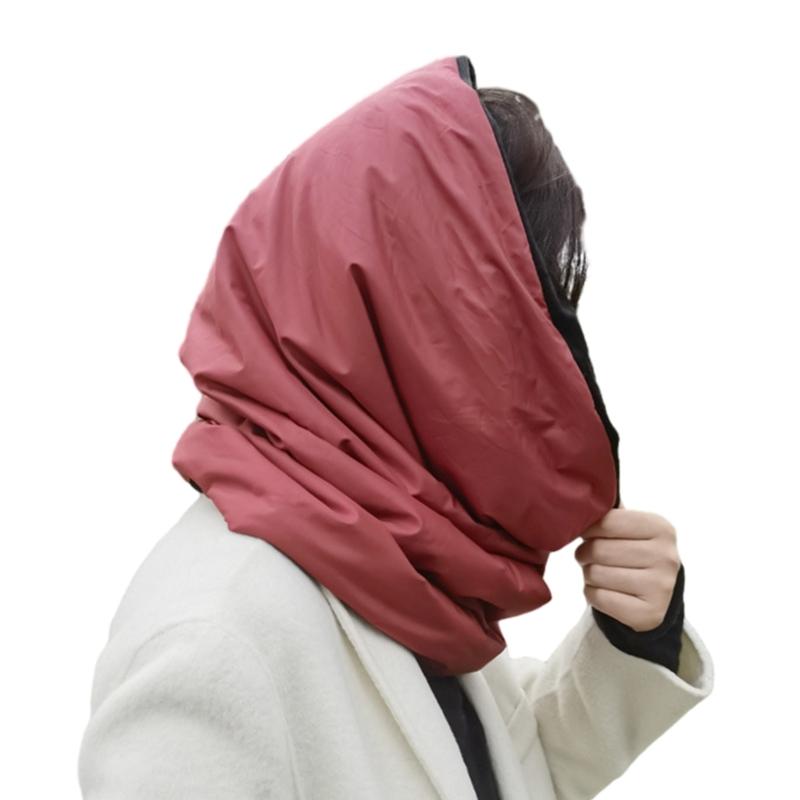 Adult Cotton Headscarf for Outdoor Winter Warm Quilted Hat Hooded Shawl Hat Windproof Puffer Hat Unisex Casual Headwear