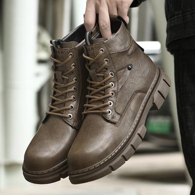 Scarpe da Uomo alla Moda Comode Designer Stivali Chelsea alla Caviglia in Vera Pelle Scarpe da Uomo Suola Spessa Stivali Casual da Motociclista Uomo Business