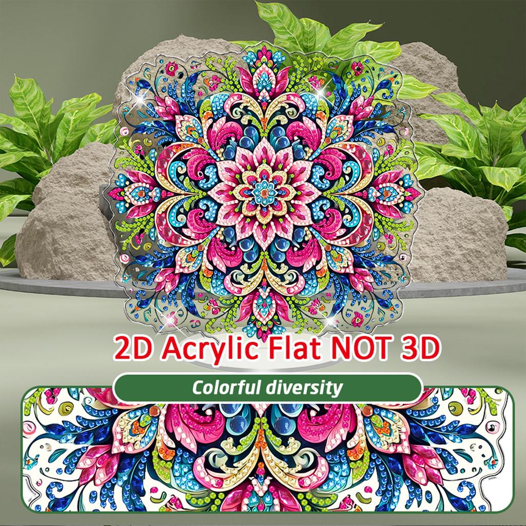 Flower DIY 2D Flat Acrylic Diamond Art Decorations Round Drill Crystal Art Craft Decoration for Adults Gift Home Decor