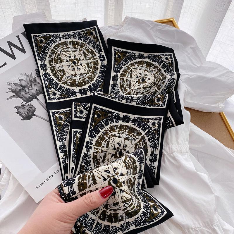 Luxury Design Print Hair Ribbon Scarf Women Neck Tie Bag Scarfs Satin Silk Skinny Headscarves Ladies Foulard Floral Bands