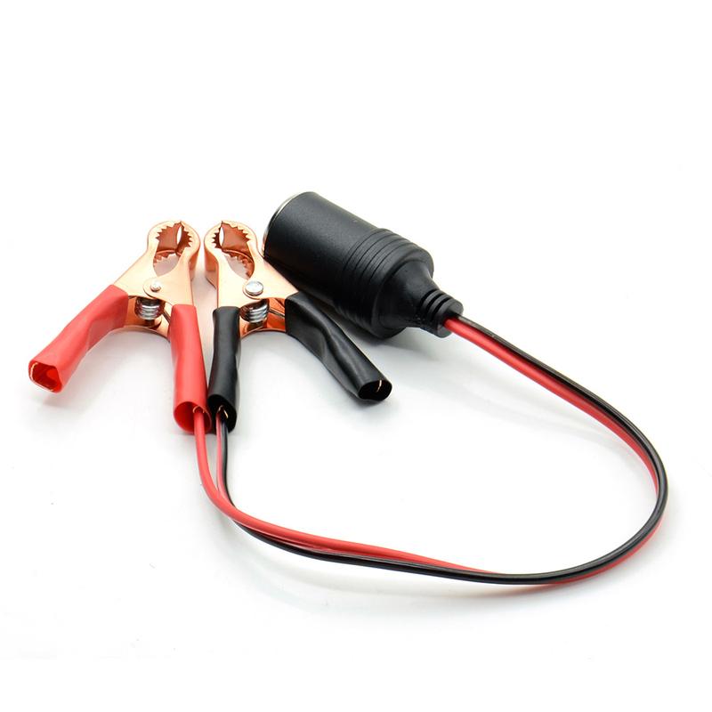 12V Car Auxiliary Cigarette Lighter Socket Connector Battery Crocodile Clips Power Adapter Extension