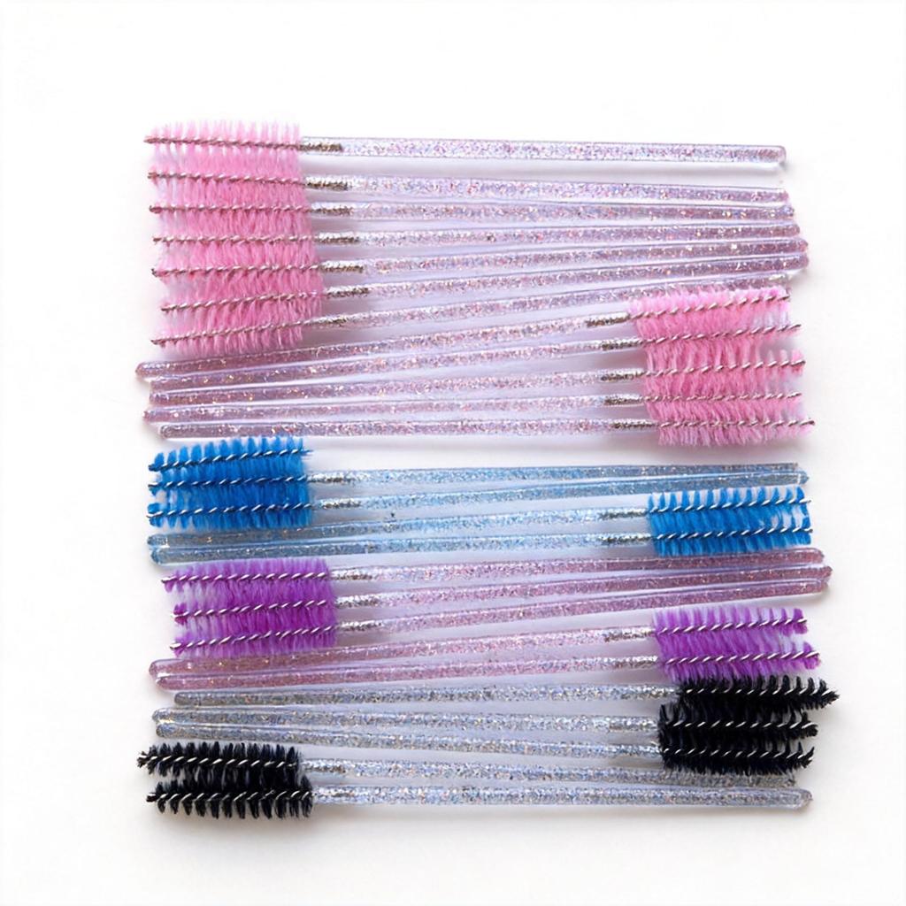Crystal Rod Mascara & Spiral Eyebrow Brush - Eyelash Extension Cleaning Tool