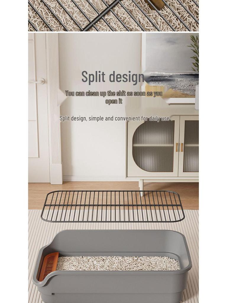 Extra Large Splash-Proof High-Sided Cat Litter Box, Semi-Enclosed & Easy to Clean