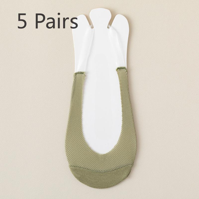 5 par damskich letnich cienkich bawełnianych podeszwą antypoślizgowych z półpalcem na pięcie skarpetki niewidoczne z jedwabiu lodowego