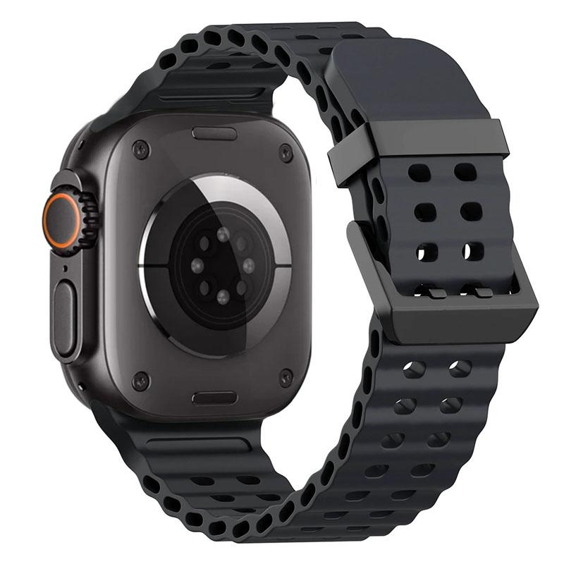 Ocean Silicone+Metal Buckle Strap For Apple Watch Band Ultra 3/2 49mm Sport Bracelet iWatch 11 10 9 8 7 6 SE 46mm 45mm 44mm Belt