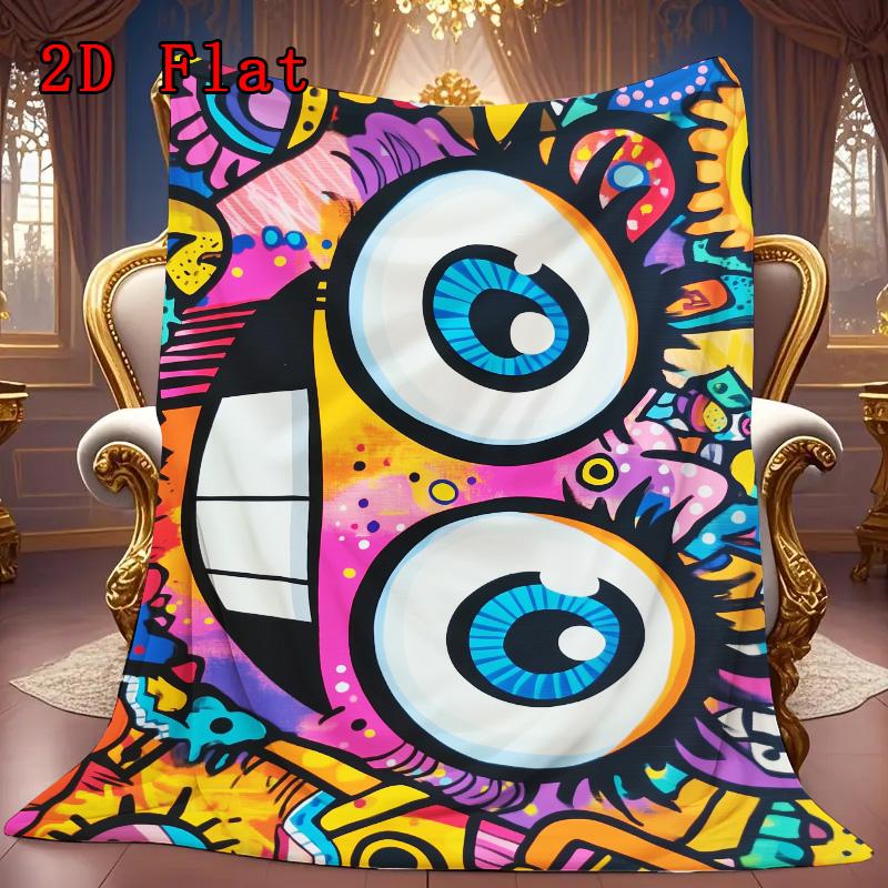Colorful Graffiti Art 2D Flat Pattern Flannel Blanket High quality All Seasons Warmth and Comfort Perfect for Christmas Gifts.MMT0918164