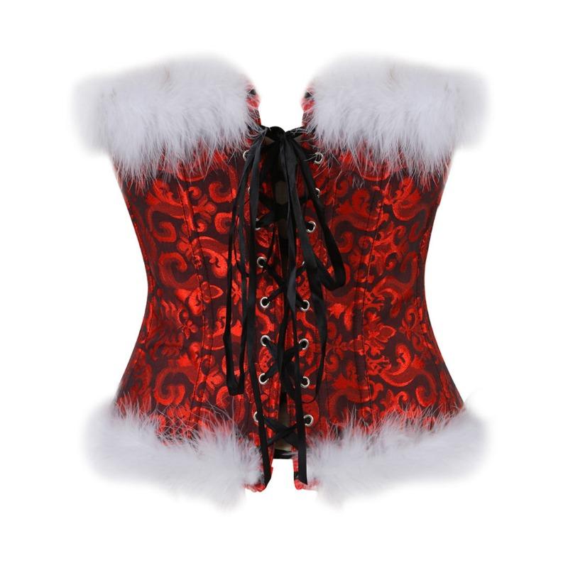 Women Jacquard Fringe Lace Christmas Corset Slimming Body Shaper Waist Trainer