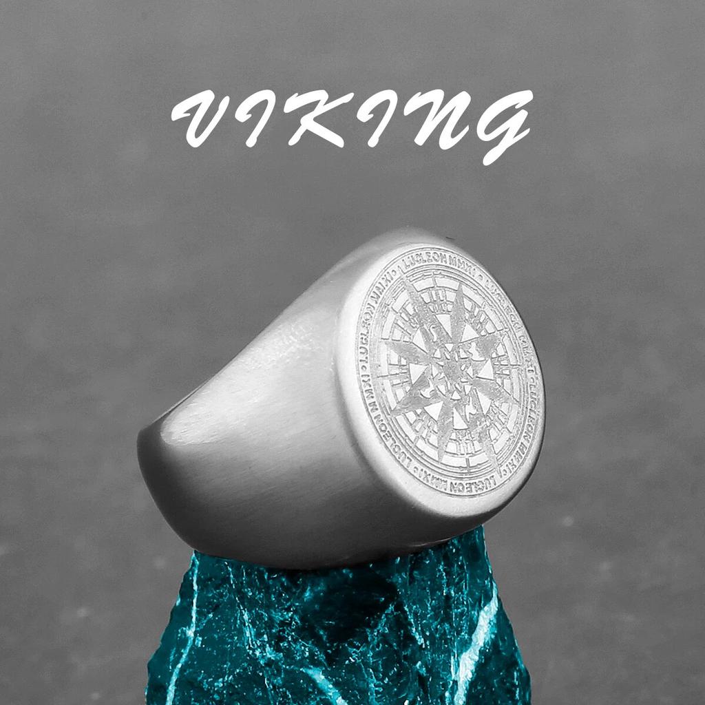 Nordic Viking Stainless Steel Ring Anchor Compass Tree of Life Rune Amulet Wolf Men Women Finger Jewelry Biker Party Club Gift