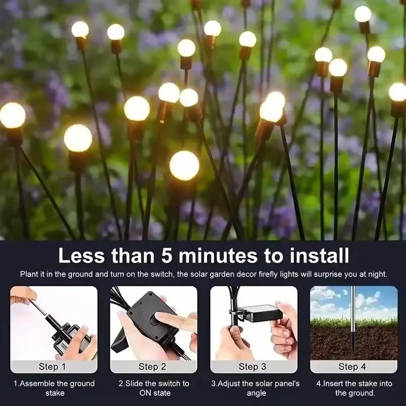 Outdoor Lights Solar Lawn Lamp Garden Lamp LED Wind-driven Firefly Ground Plug Lamp for Garden Lawn IP65 Landscape Holiday Light