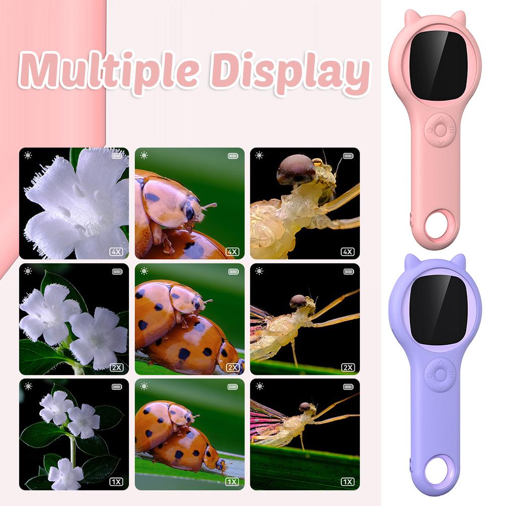 500X Magnification Portable Handheld Digital Microscope Lightweight Magnifying Glass With 8 LEDs For Boys Girls