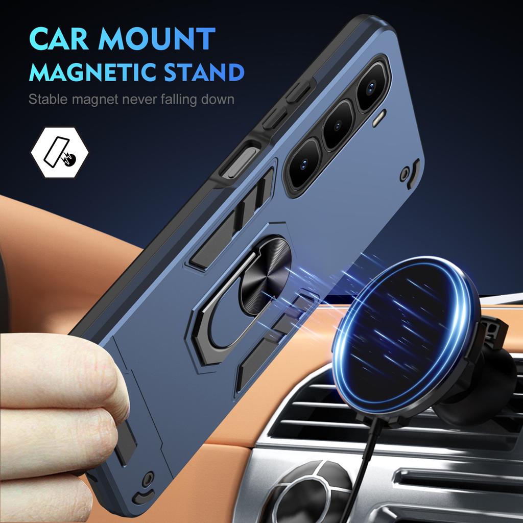 For Infinix Hot 60 Pro+ 4G Case PC+TPU Drop Defend Phone Cover with Ring Kickstand