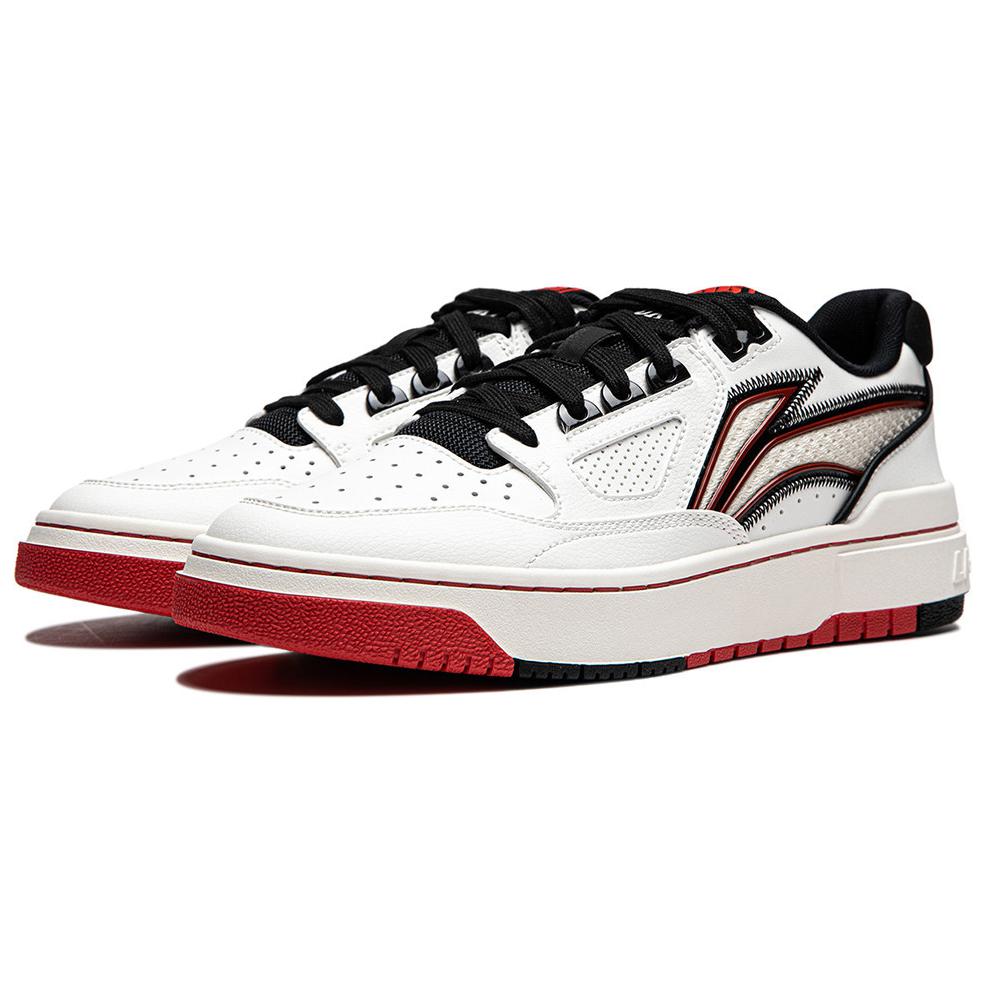 Li Ning Rookie Comfortable Versatile Rebound Non-Slip Shock Absorbing Durable Lightweight Low-Top Skate Shoes Men Sneakers White Red ABCU009-1