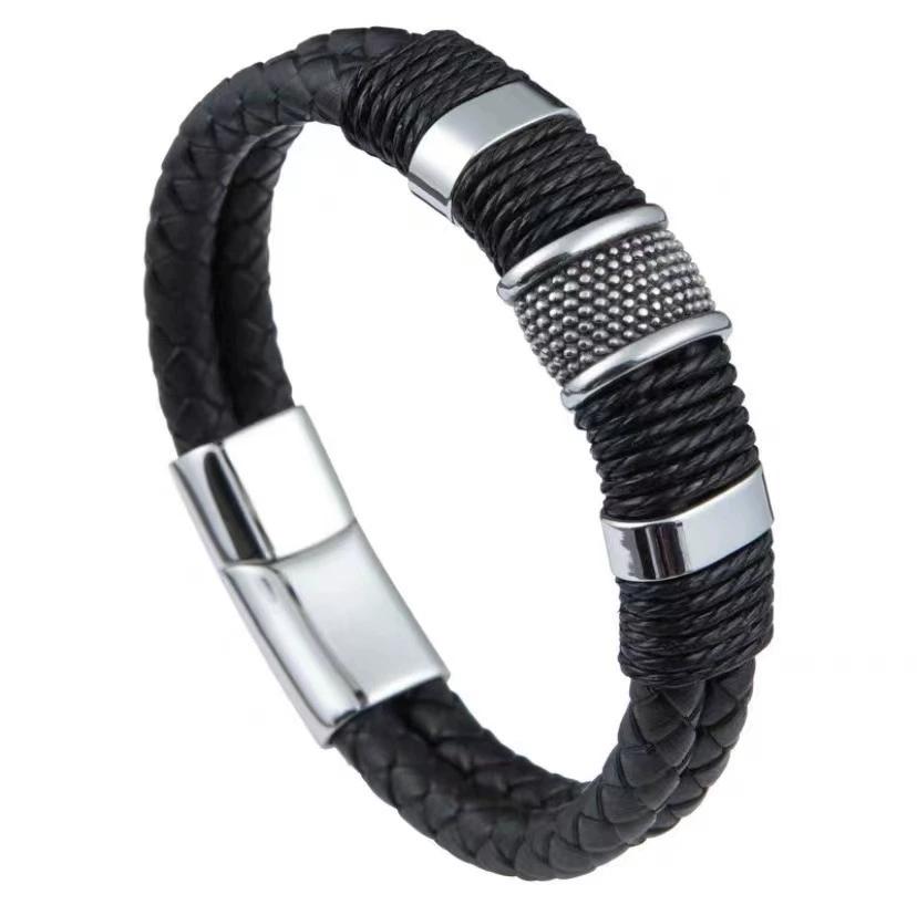 Retro Men'S Magnetic Buckle Bracelet For Man PU Woven Leather Bracelet Couple Bangle Women Punk Party Jewelry Gift