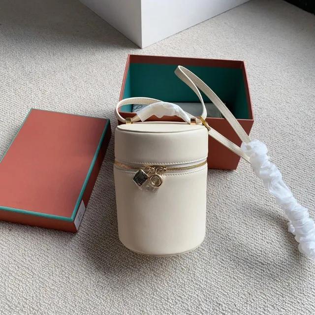 Cowhide Casual Crossbody Fashion High-end Luxury Brand Designer Mini Cylindrical Travel Purse Women's Cylindrical Shoulder