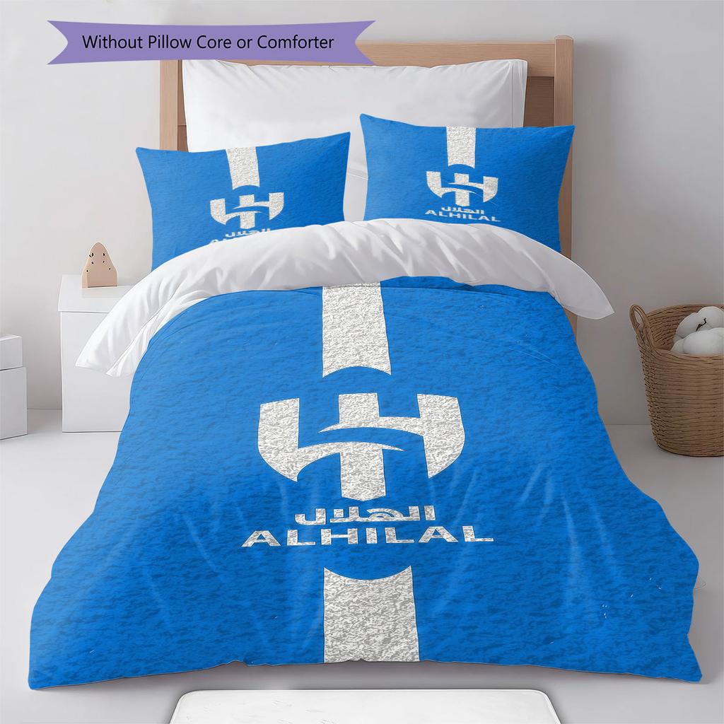 Al-Hilal Saudi FC Pattern Bedding,Quilt Set Quilt Cover Pillowcase Home Birthday Gift(1 * Duvet Cover + 2 * Pillowcase, Without Core)
