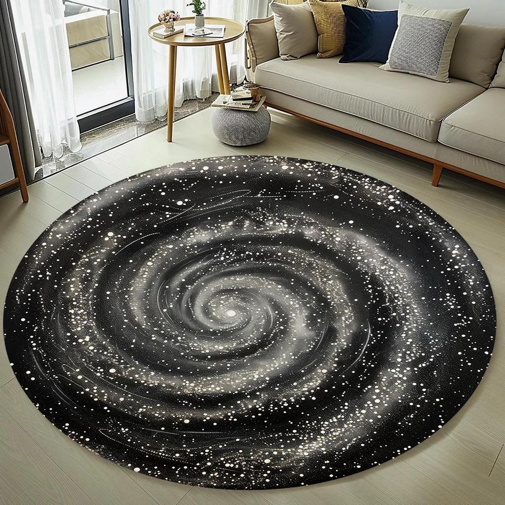 Crescent Stars Moon Rug Round Carpet Non-Slip Floor Mat for Living Room Bedroom Circle Rugs Machine Washable Round Carpet Decor