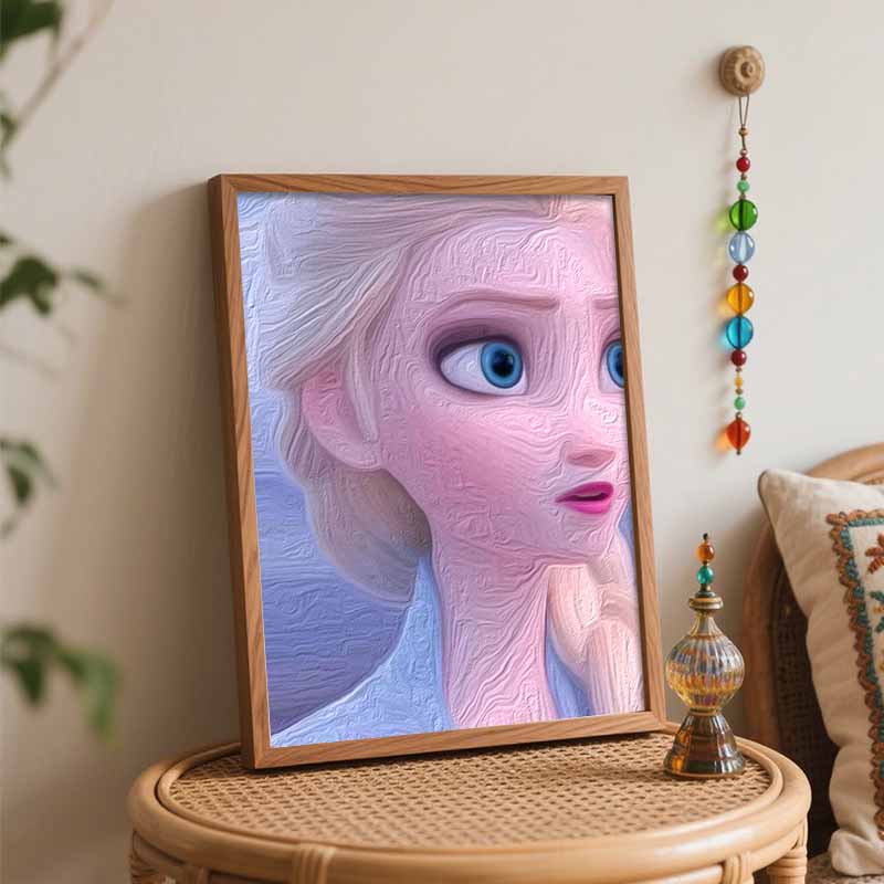Disney oil painting Elsa portrait art handmade diy painting home decoration gift