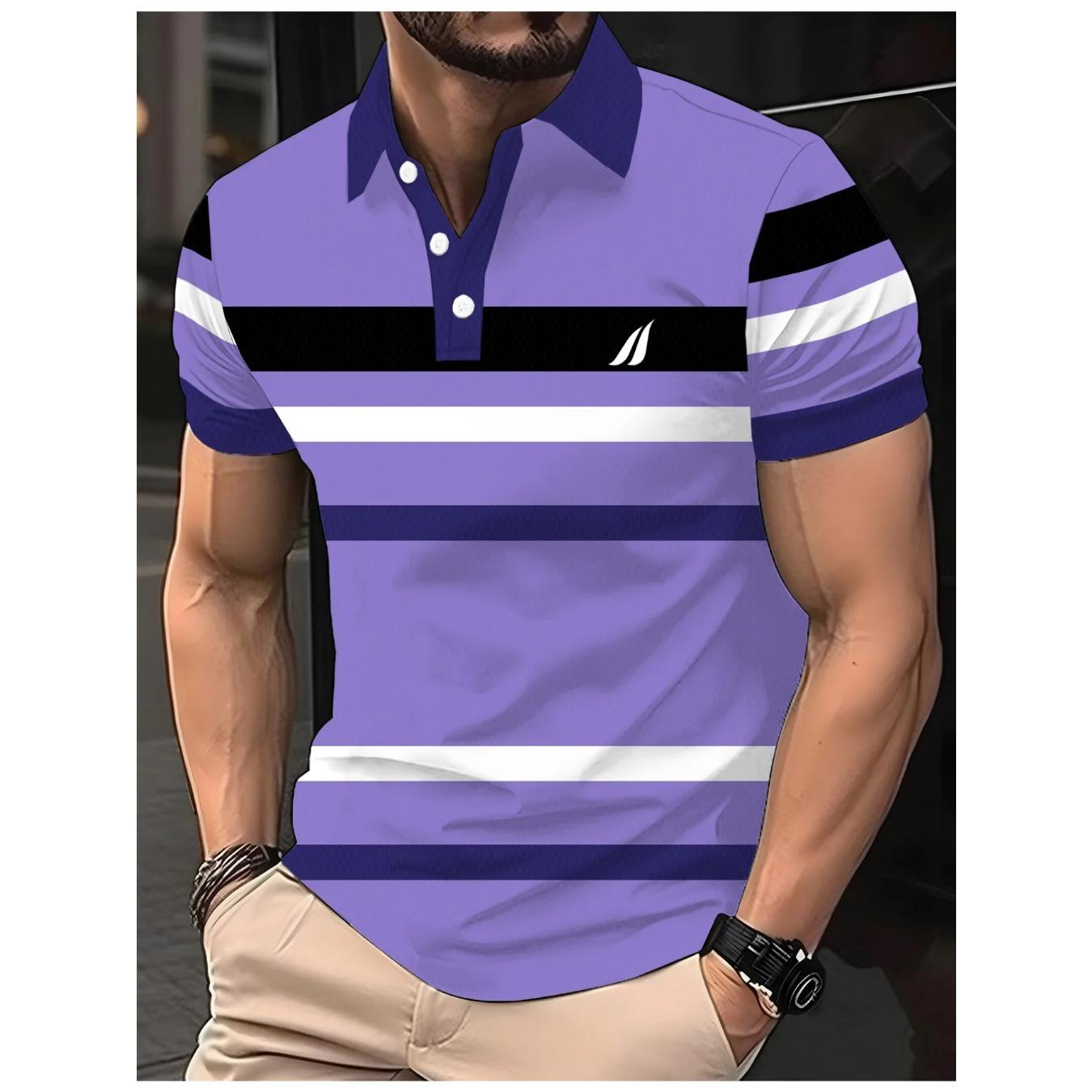 

Men s summer casual short-sleeved sports shirts, men s polo figure-hugging lapel shirts 5XL