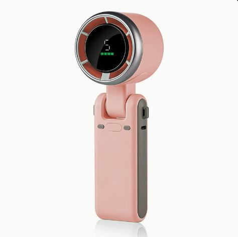 Handheld Folding Fan Type-C Charge Ports Portable Desktop 5level Wind Speed Adjustment Digital Display Electric Fan With Lanyard