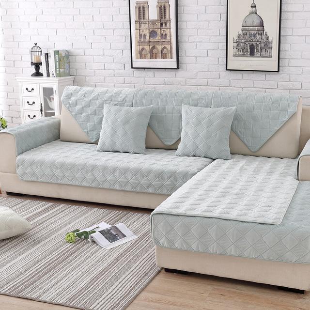 Short Plush Sofa Cover Solid Color Non-slip Sofa Cushion Towel for Living Room Furniture Decor Slipcovers Couch Covers