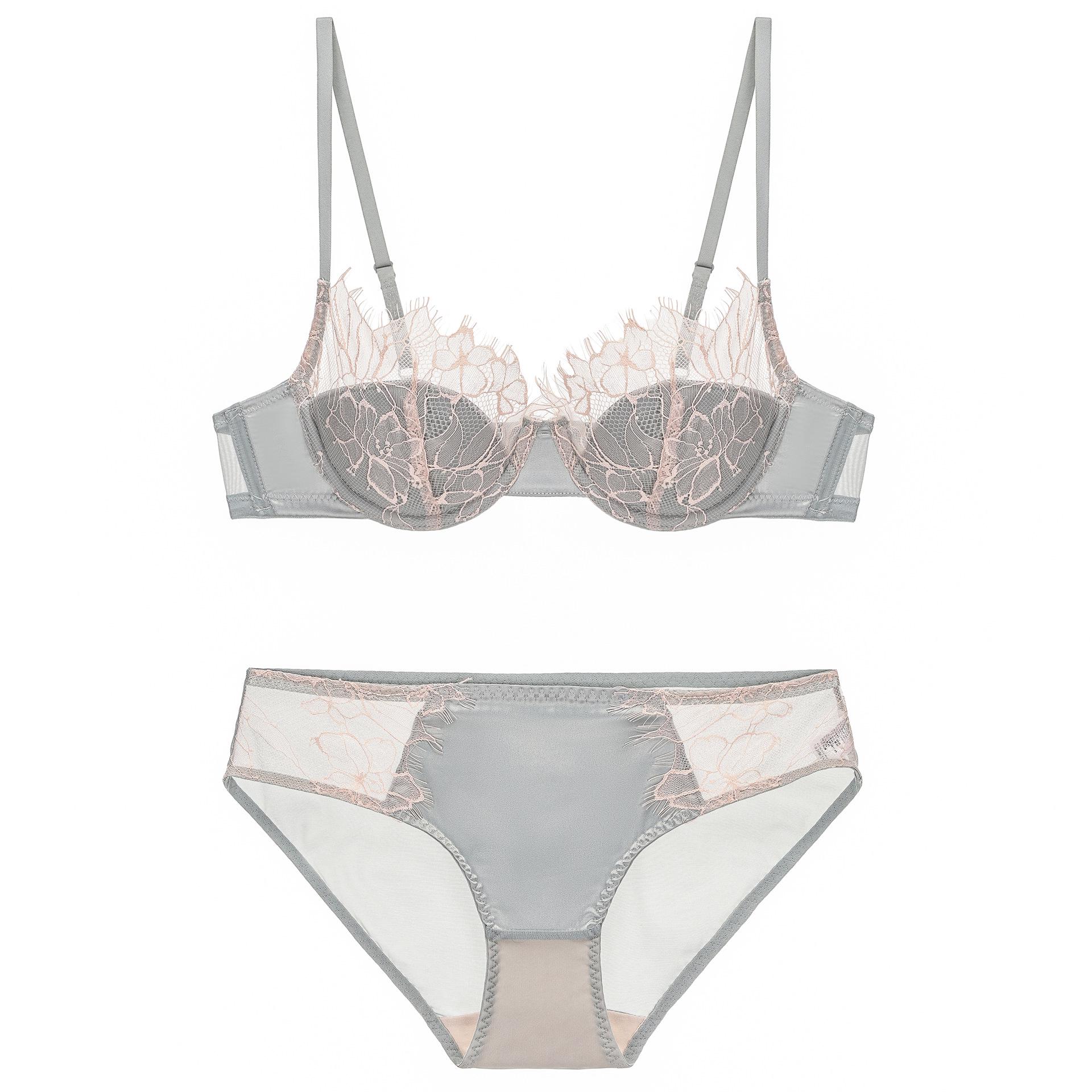 

Кружевной комплект пуш-ап: Бюстгальтер на косточках и трусики Panties-XL зелёный