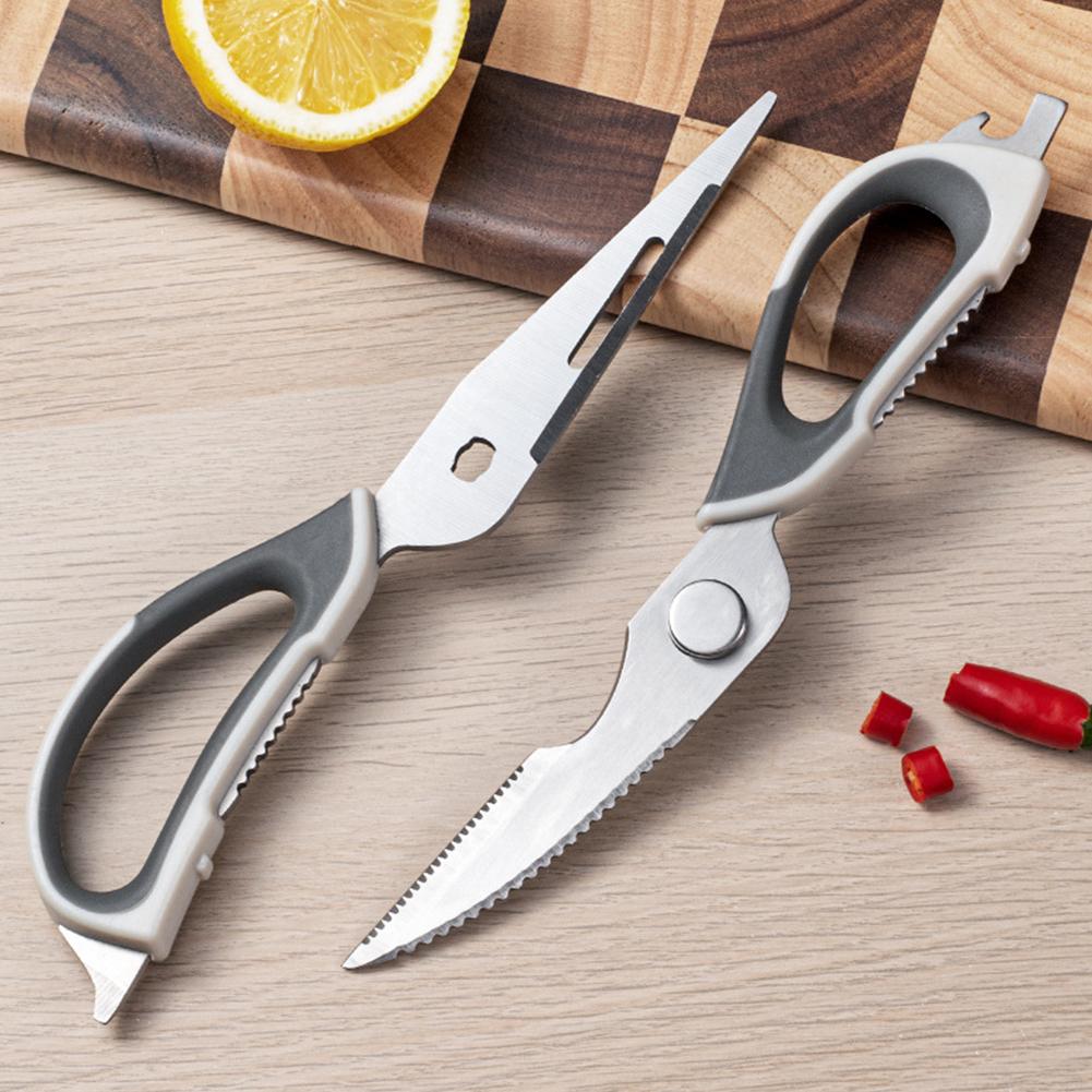High-Quality 6-in-1 Powerful Kitchen Scissors Detachable Multi-functional Magnetic Storage Pouch Fish Scale Plane Peeler Crack Walnut Corkscrew
