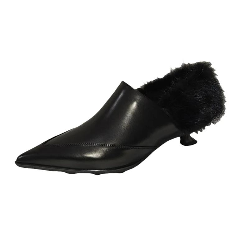 Futro Kobiety Luksusowe Buty na Obcasie Szpiczasty Nosek Moda Sukienka Czółenka Jesień Eleganckie Nowe Buty Kobieta Seksowne Projektant Mujer Zapatillas