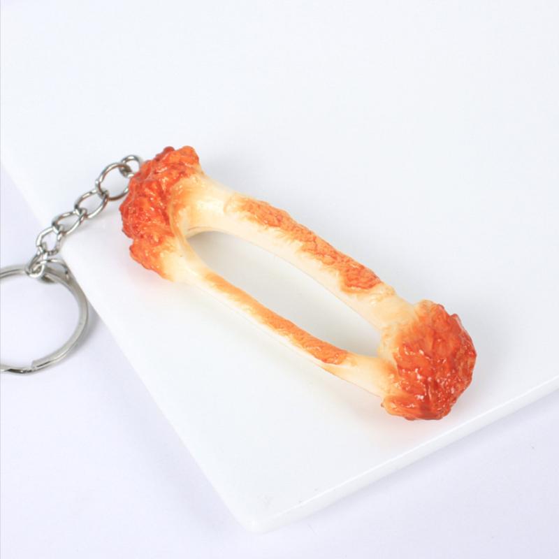 Simulation Fried Chicken Nugget Food Keychain Realistic Fake Chicken Hamburger Chips Bread Key Chain Bag Pendant Keyring