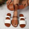 2025 European Style Women's Flat Slippers: Round Toe, Single Strap, Solid Color, Versatile for Summer