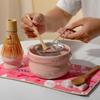 5Pcs Pink Japanese Style Matcha Making Kit Ceramic Matcha Bowl Cute Tea Cup With Spout Complete Tea Brewing Matcha Tea Set