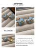 Elegant Vintage Blue Floral Enamel Dangle Earrings - Geometric Style, Blogger Recommended