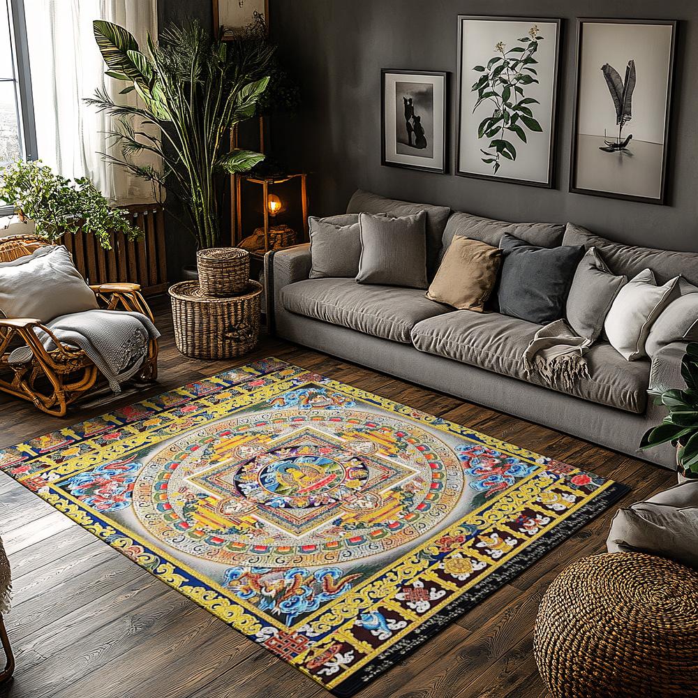 Tibetan Mandala Carpet Prayer Rug Floor Mat Persian Area Rug Home Decor Zen Buddhist Tapestry Living Room Bedroom Dorm