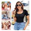 Damen Kurzarm Body Shapewear zur Bauchkontrolle Nahtlose T-Shirts Taillentrainer Schlankmachender Body Shaper Tanktops