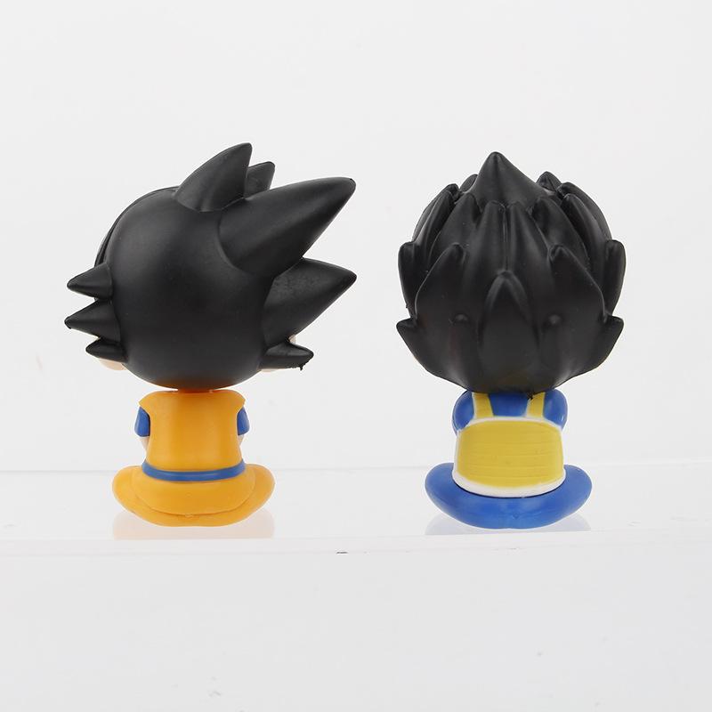 2Pcs Anime Dragon Ball Q Version Sitting Childhood Goku Vegeta Action Figure Car Decoration Statue Model Toys Children Gifts