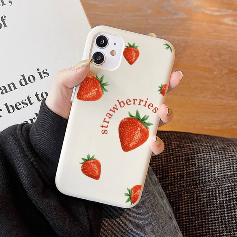 Peach strawberry Phone Case Soft Solid Color for iPhone 11 12 13 mini pro XS MAX 8 7 6 6S Plus X XR